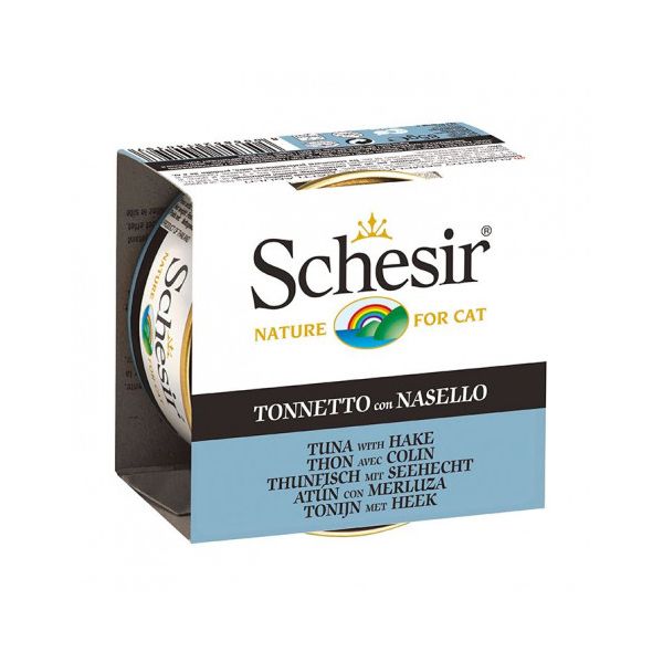 Ração Húmida Schesir Alimento Húmido Atum e Pescada 70g