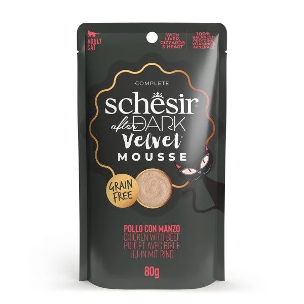 Ração Húmida Schesir After Dark Velvet Mousse Frango e Vaca Adulto 80g