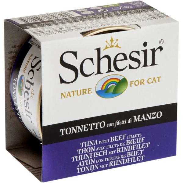 Ração Húmida Schesir Nature Tuna & Beef Fillets Wet Cat 85g