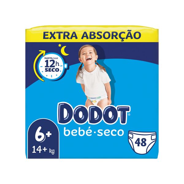 Fraldas Dodot Bebé Seco Extra T6+ (+14kg) 48 unidades