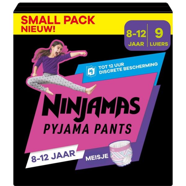 Fraldas Pampers Ninjamas Pyjama Pants para Menina 8-12 Anos (27-43Kg) 9 Unidades
