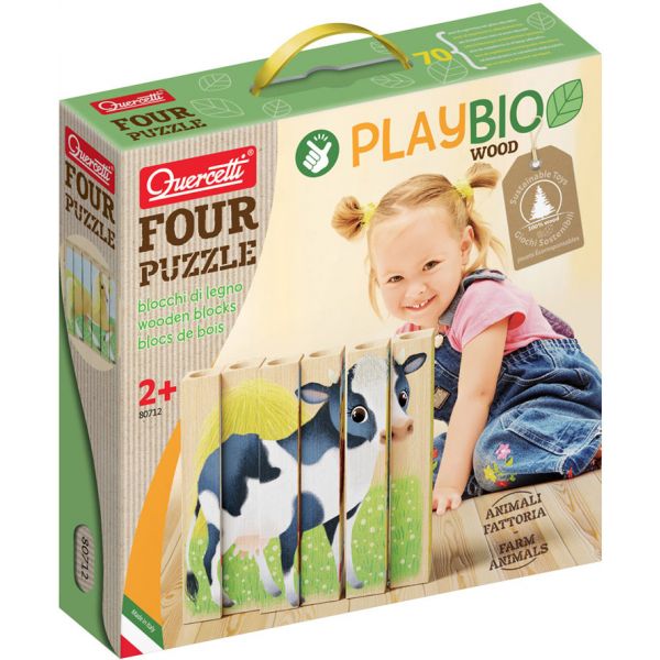 Quercetti Playbio Puzzle 4 Animais Quinta 6 Peças - QCT80712