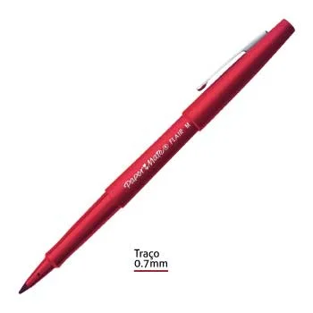 Marcador Médio Vermelho 0,7mm Paper Mate Flair x 12un