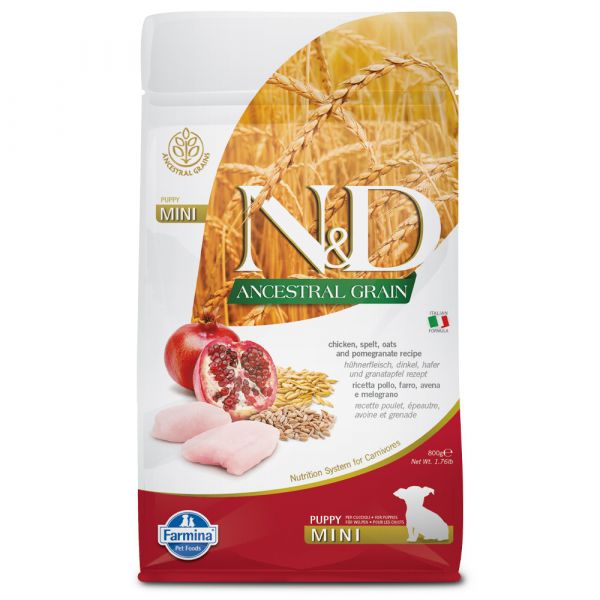 Farmina N&D Ancestral Grain Puppy Mini Frango & Romã 800g