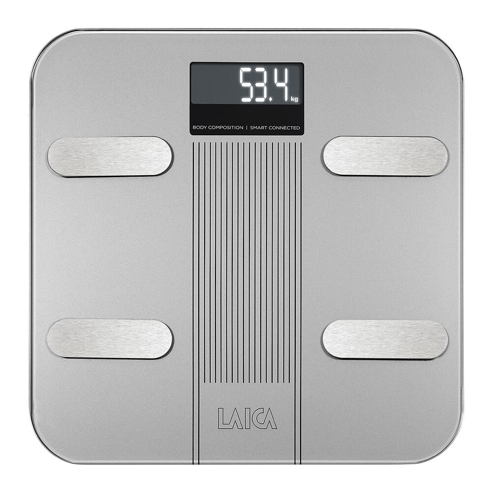 Balança electrónica de casa de banho bluetooth com cálculo da composição corporal, branca
