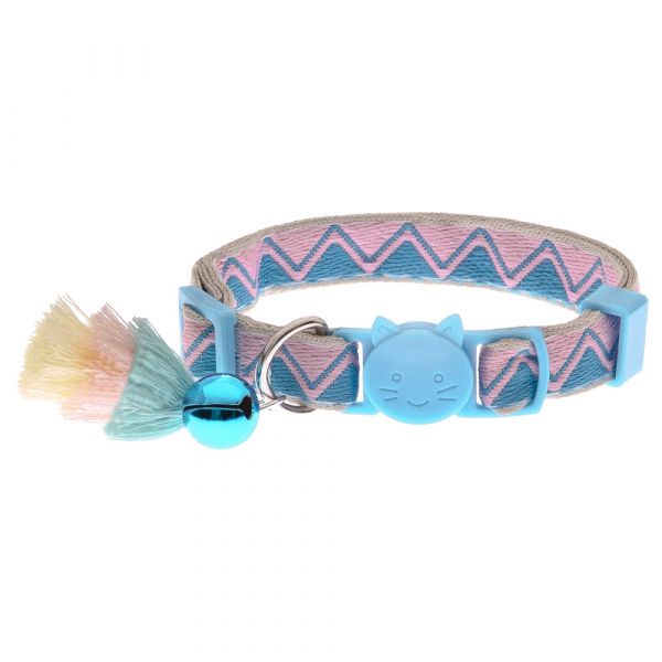 Ferribiella Coleira Bohemian para Gatos Azul Claro 20-30 cm/10 mm
