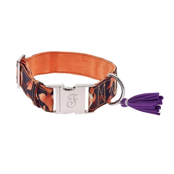 Ferribiella Coleira Kami Laranja Floral Cães M
