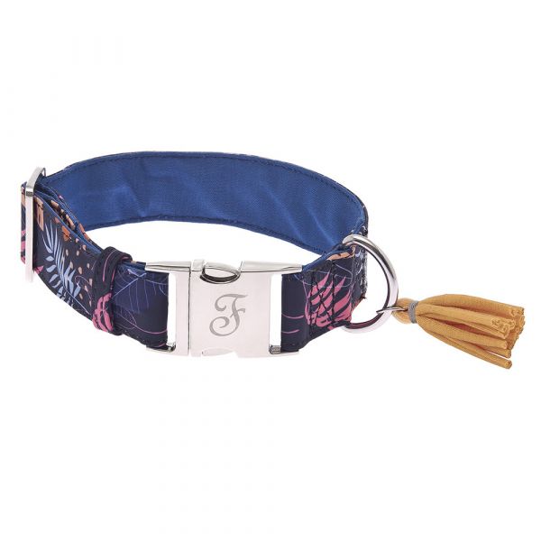 Ferribiella Coleira Kami Azul Floral Cães L