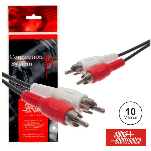 Alpha Elettronica Cabo 2-RCA Macho / 2-RCA Macho 10M Pvc Polybag - 17-009/10B