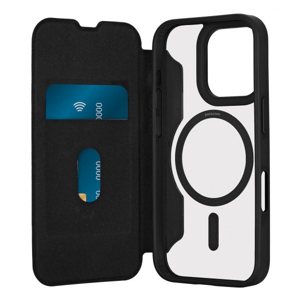 Puro Capa Wallet Bookmag MagSafe para iPhone 16 Pro Black
