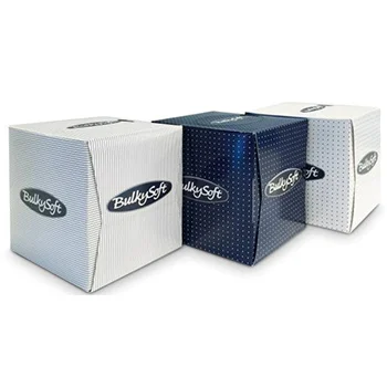 Lenços Papel Facial Bulkysoft 20.5×20.5cm Cubo 90un