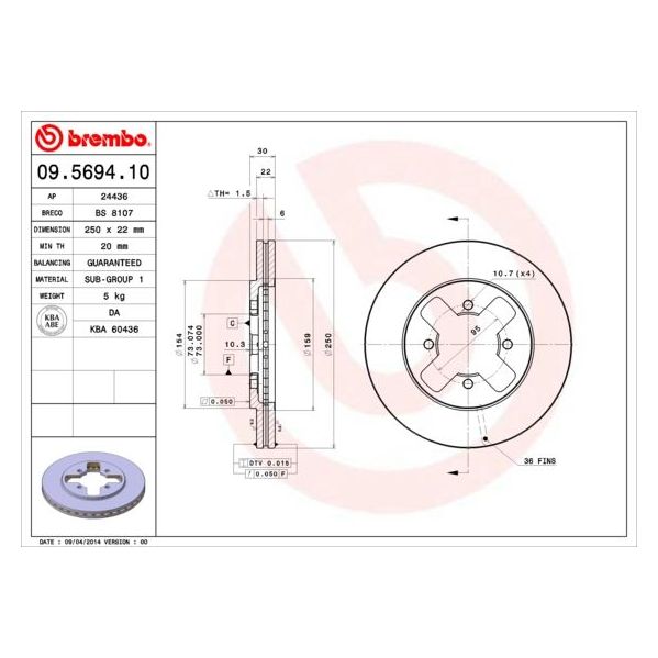 Brembo Disco de Travão - 09.5694.10