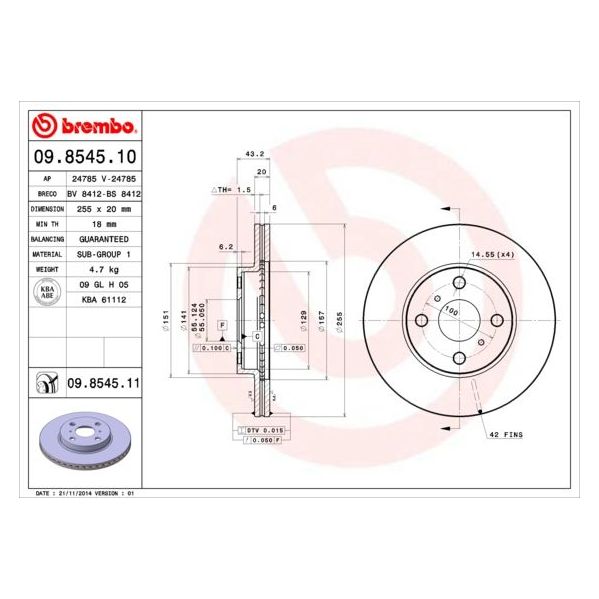 Brembo Disco de Travão - 09.8545.10