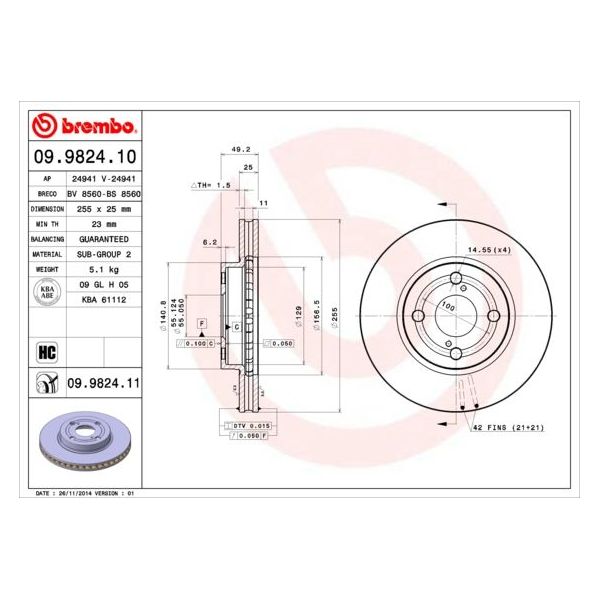 Brembo Disco de Travão - 09.9824.10
