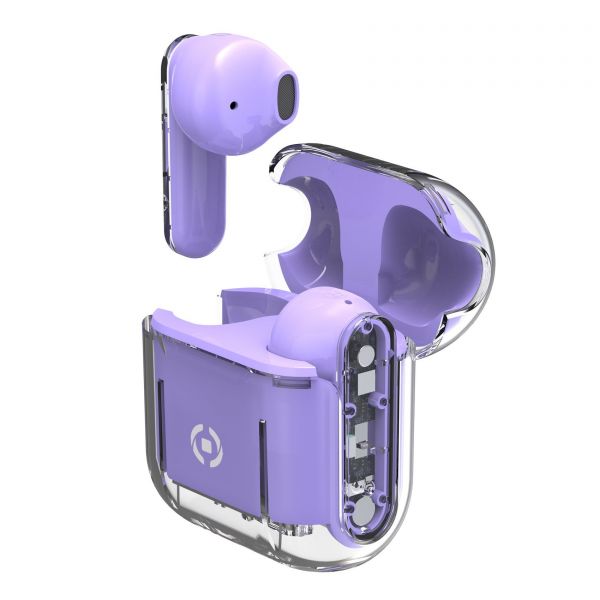Celly SHEER Auscultadores True Wireless Stereo (TWS) Intra-auditivo Edição Summer Transparente Violeta