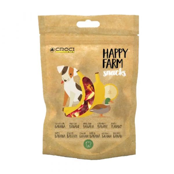 Croci Snacks Happy Farm com Pato e Banana para Cães 80g