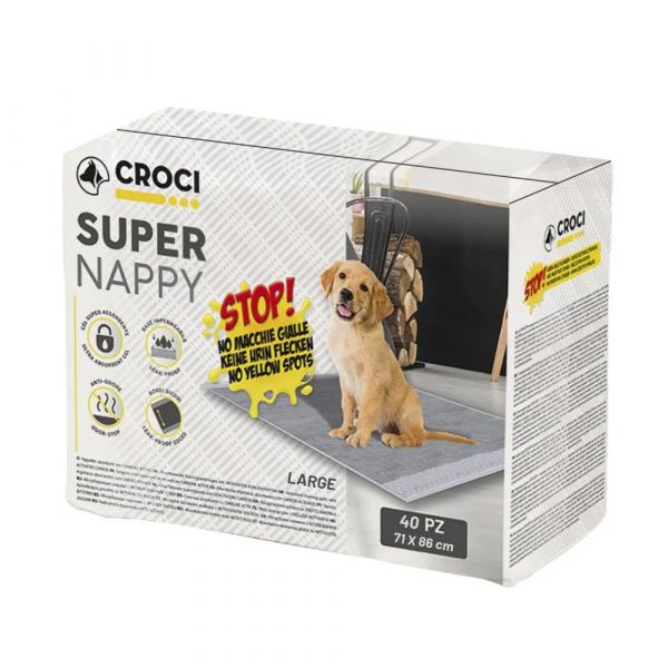 Croci Resguardos XL Super Nappy com Carvão Ativado 71 x 86 cm 40 Unidades