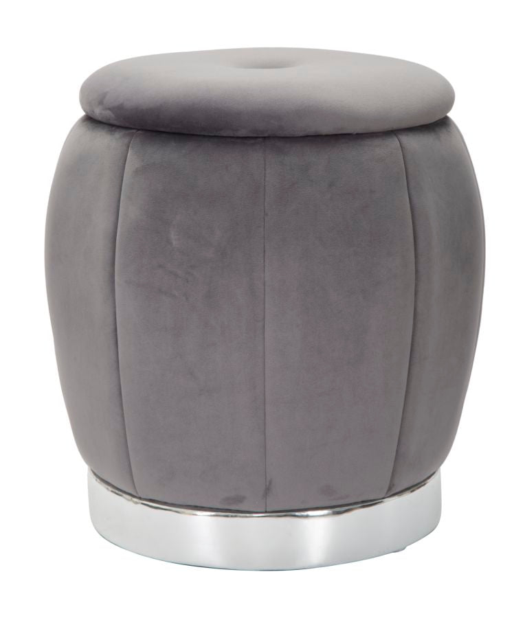 Pufe recipiente Paris Grigio Prateado Cm ø 43x43