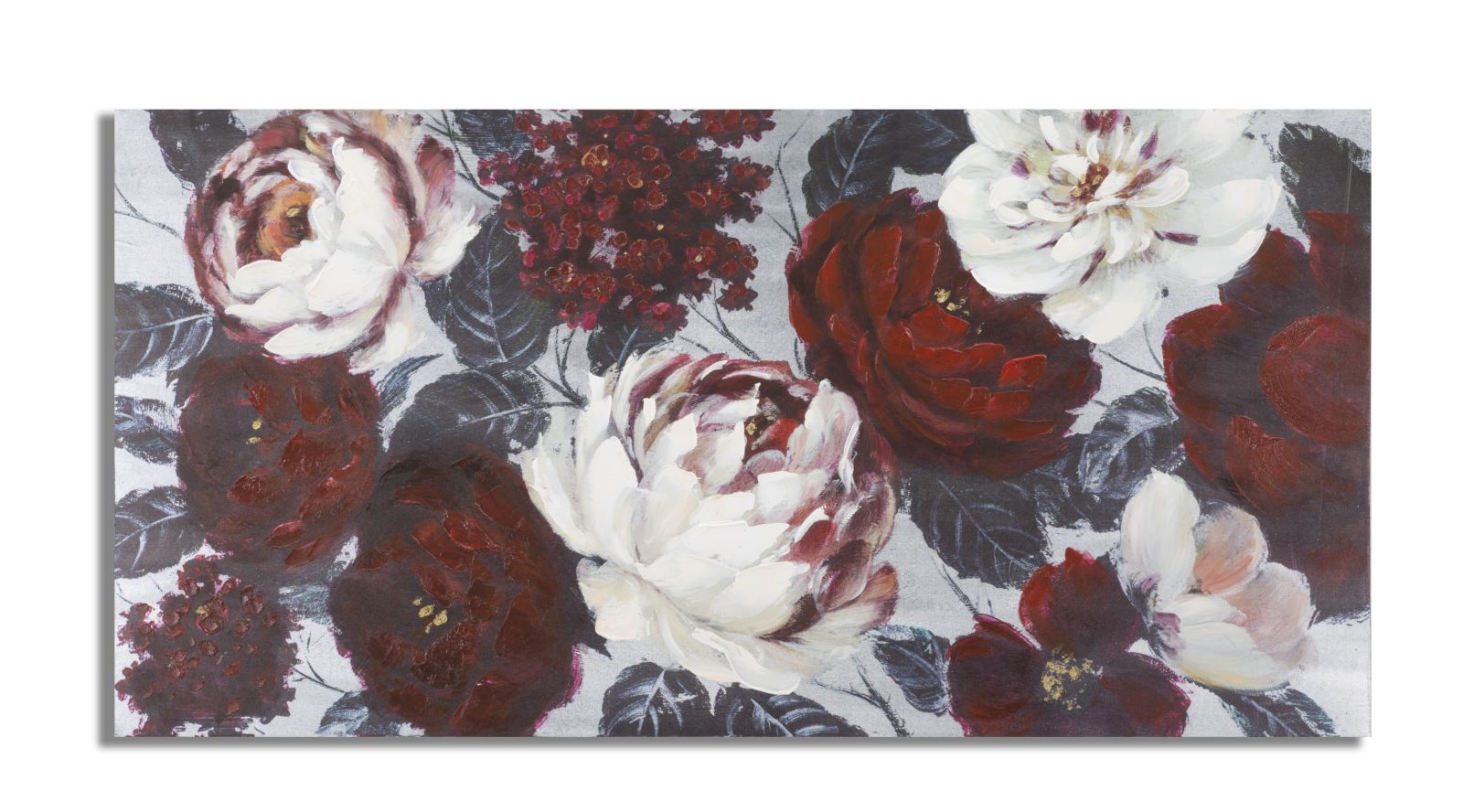 Pintura Sobre Tela Branco Vermelho Flor Darkback Cm 120x3,7x60
