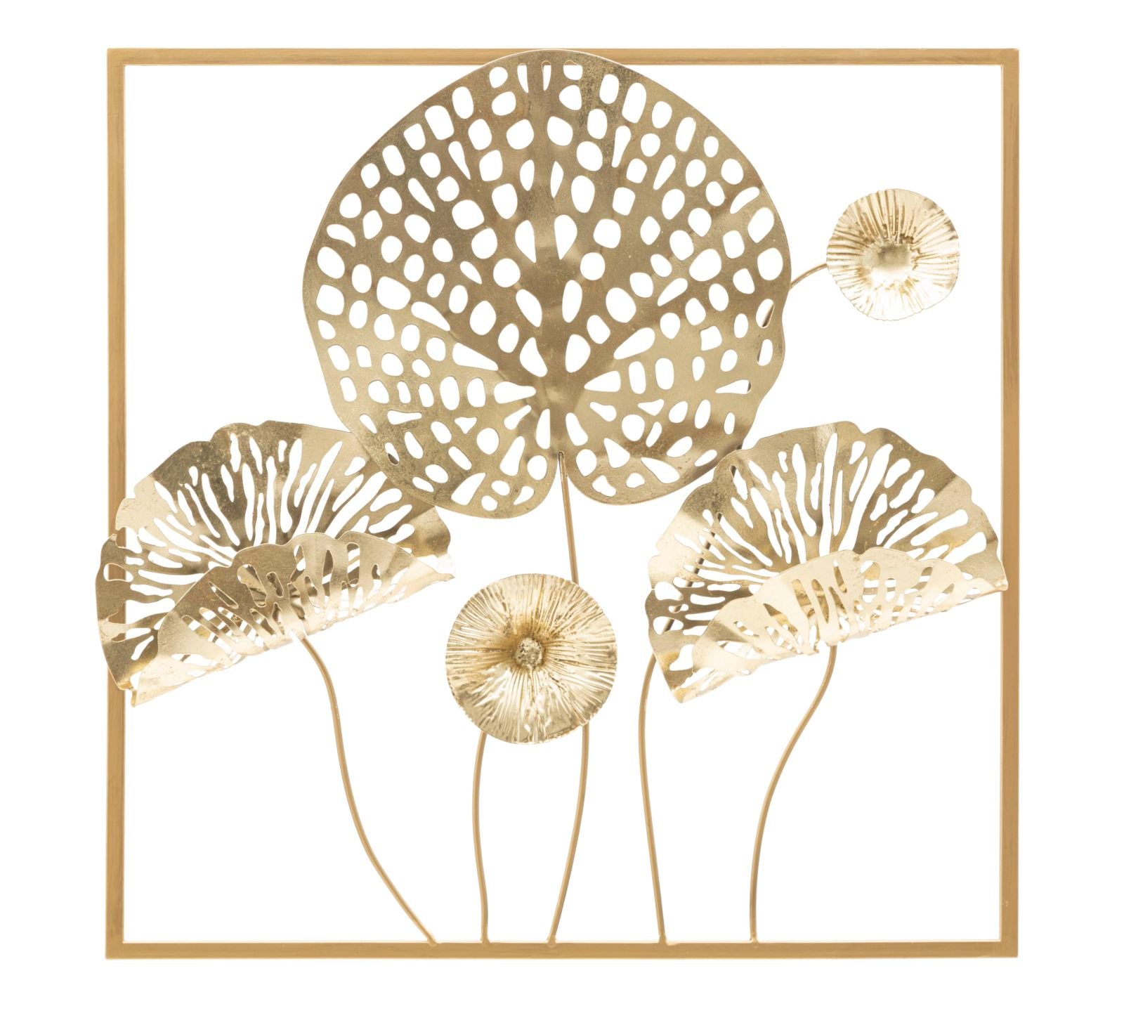 Painel em Ferro Dourado Flowers Cm 50x5x50