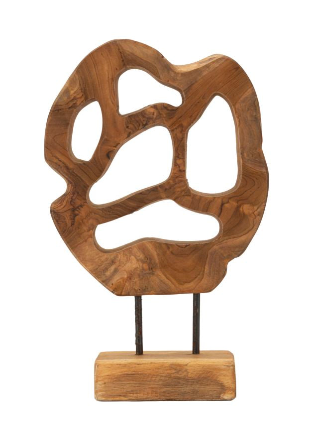 Escultura Lubang em Teca Reciclada Cm 25x10x38