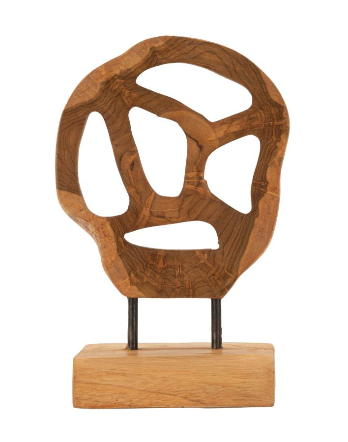 Escultura Lubang em Teca Reciclada Cm 18x10x27