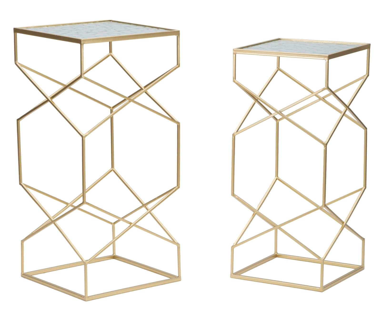 Mesas Auxiliares Glassy Par Cm 31,5x31,5x68-28x28x64
