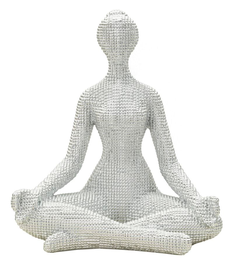 Mulher Yoga Prateado Cm 20,5x15,5x23