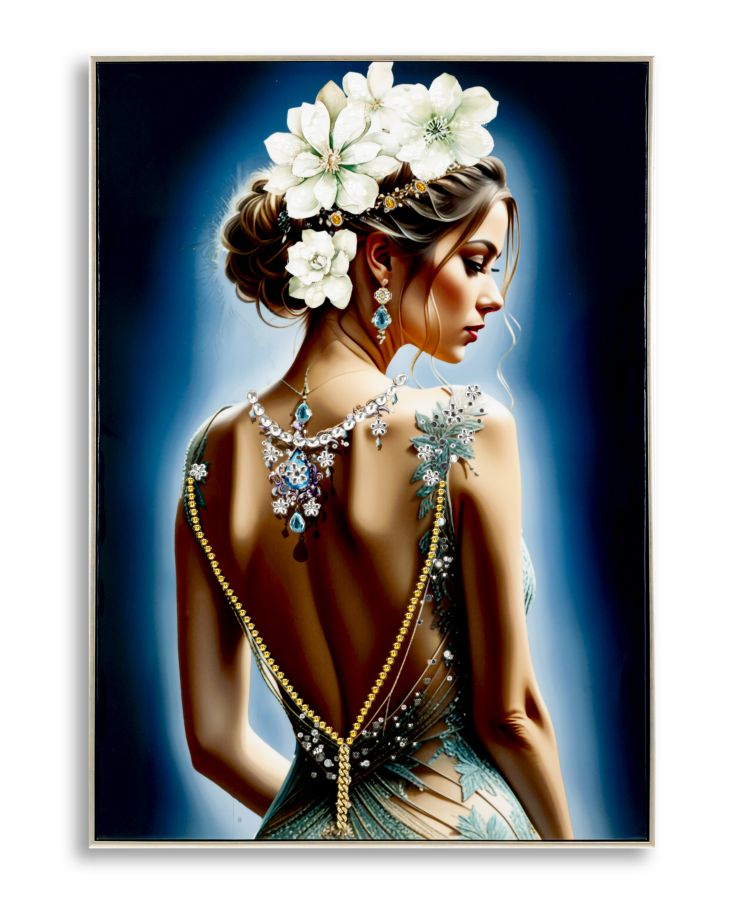 Pintura Sobre Tela Lacado Isabel com Moldura -A- Cm 72x4x102