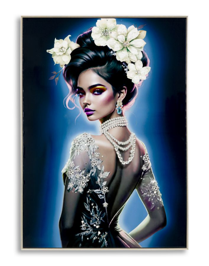 Pintura Sobre Tela Lacado Isabel com Moldura -B- Cm 72x4x102