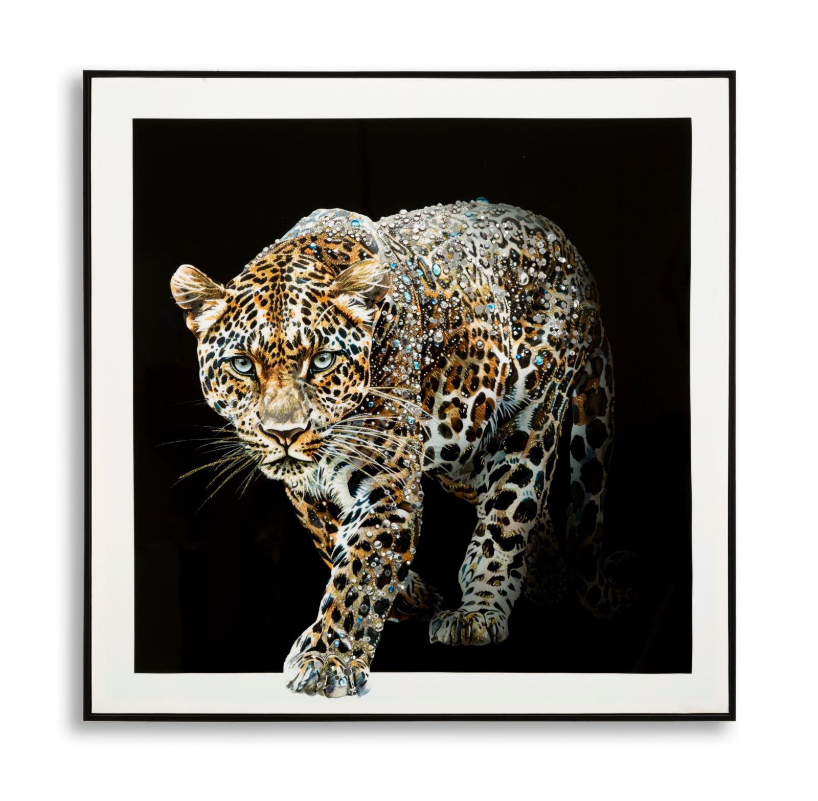 Pintura Sobre Tela Lacado Giaguaro com Moldura -B- Cm 82x4x82