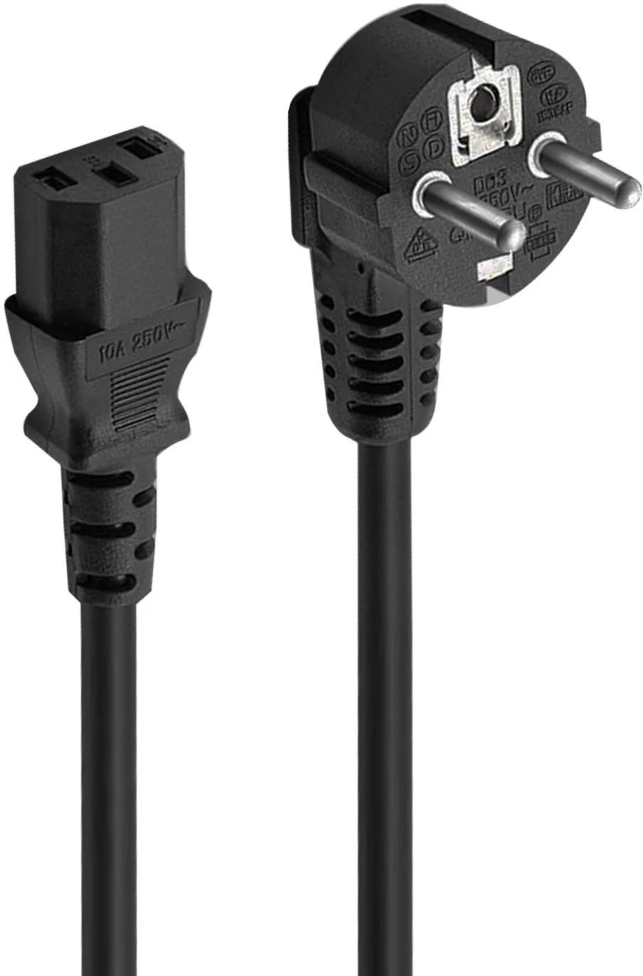Cabo de Alimentação Ewent EC1901 Shuko Plug > IEC, Angled 90°, 3m Preto