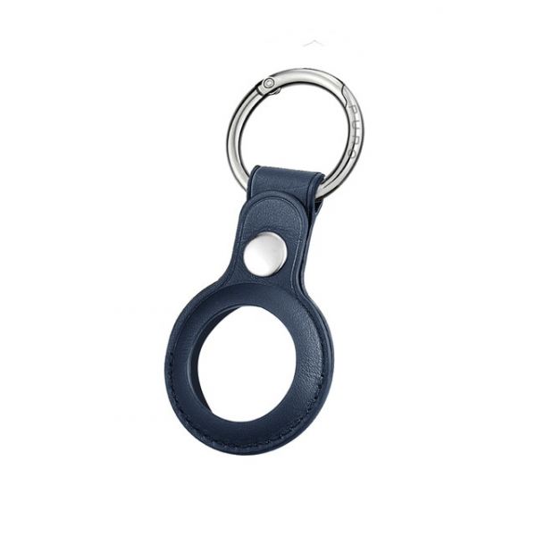 Puro Porta-chaves para Apple Air Tag Aço Inoxidável e Ecopele Azul