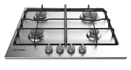 Indesit THP 642 IX/I Preto, Aço inoxidável Encastre 58 cm Gás 4 zona(s)