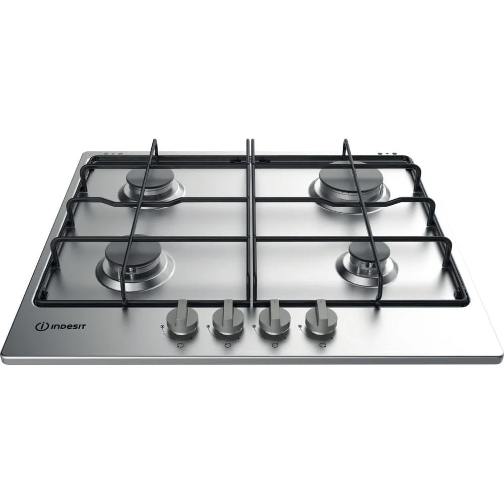 Indesit THP 642 IX/I Preto, Aço inoxidável Encastre 58 cm Gás 4 zona(s)