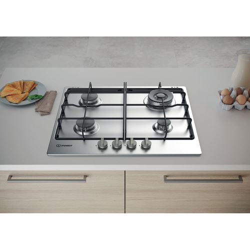 Placa a Gás Indesit THP 642 W/IX/I RU | 58 cm | 4 Zonas | Aço inoxidável