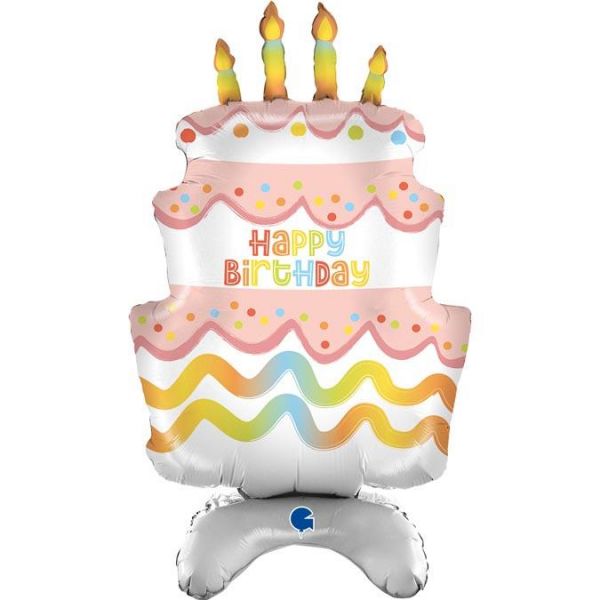 Grabo Balão Foil 38" Standup Bolo de Aniversário Rosa - 460070000