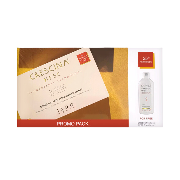Crescina HFSC Transdermic Tratamento Completo para Mulher 1300 10+10 amp + Crescina Transdermic HFSC Shampoo para Mulher 200ml