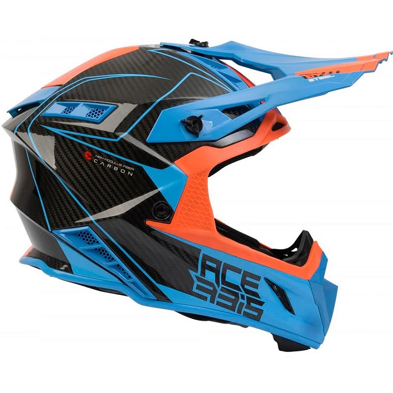 CAPACETE ACERBIS STEEL CARBON LARANJA/AZUL S