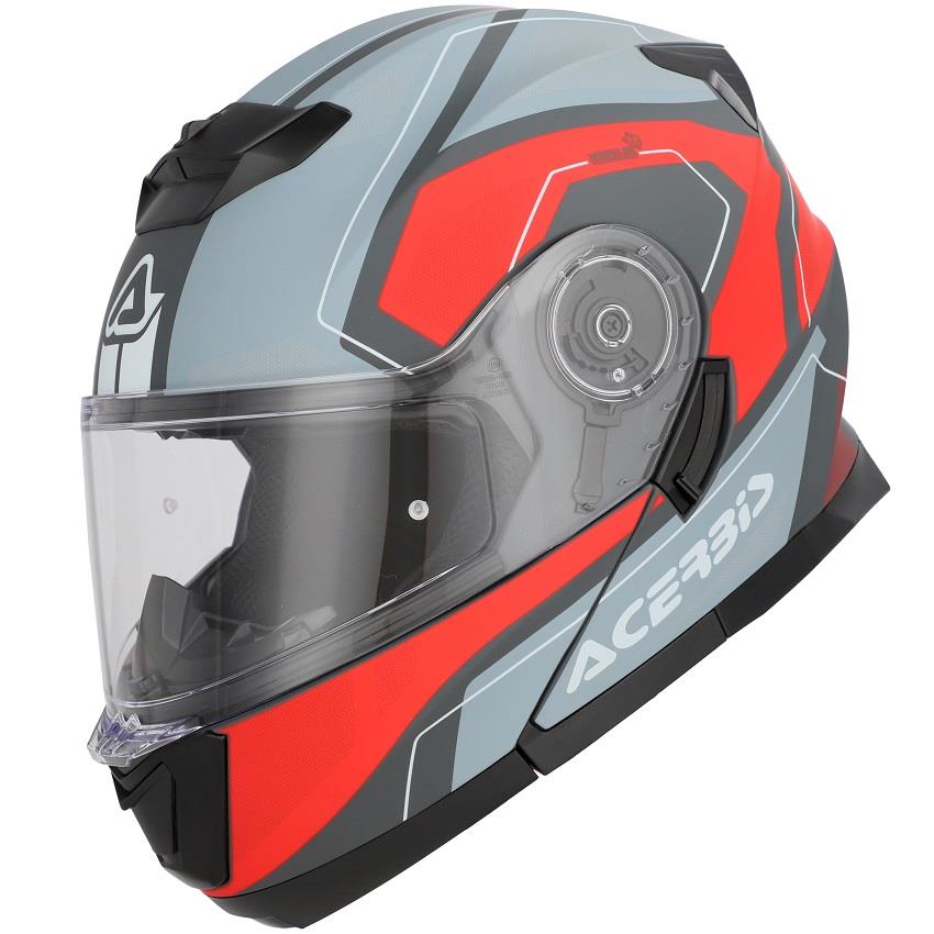 CAPACETE MODULAR ACERBIS SEREL 22.06 CINZA/VERMELHO