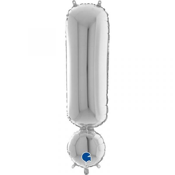 Grabo Balão Foil 40" Símbolo Ponto de Exclamação Prata 1 un.