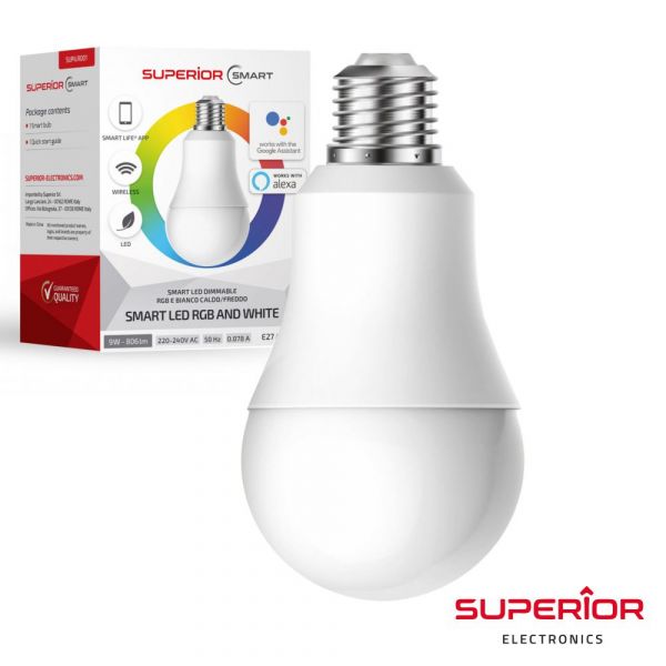 Superior Lâmpada Smart Branca E Fria Regulável Em Rgb E Led - SUPILR001