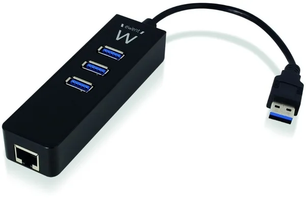 Hub USB Ewent 3 Portas USB 3.1 Gen 1 + 1 Porta RJ45 Gigabit