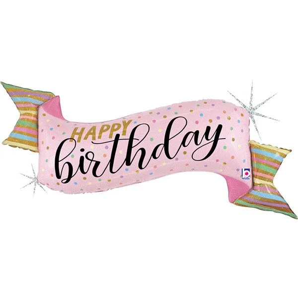 Grabo Balão Foil 45" Banner Happy Birthday Pastel 1 un.