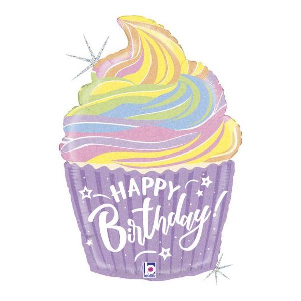 Grabo Balão Foil 27" Happy Birthday Cupcake Pastel - 460035961