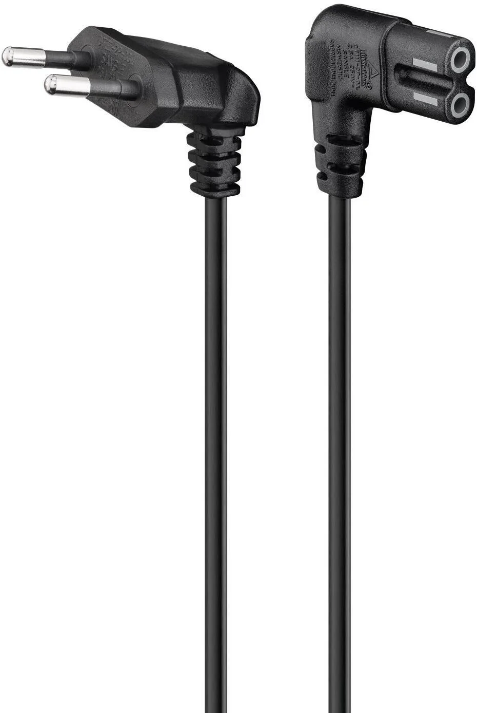 Cabo de Alimentação Ewent EC1917 2 Pinos Schuko para IEC C7 90° 1.8m Preto