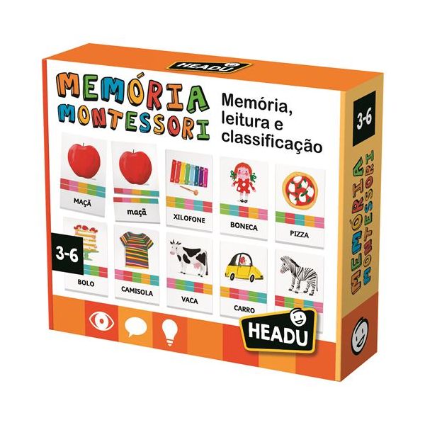 Headu Montessori Jogo Memória, Leitura e Classificação