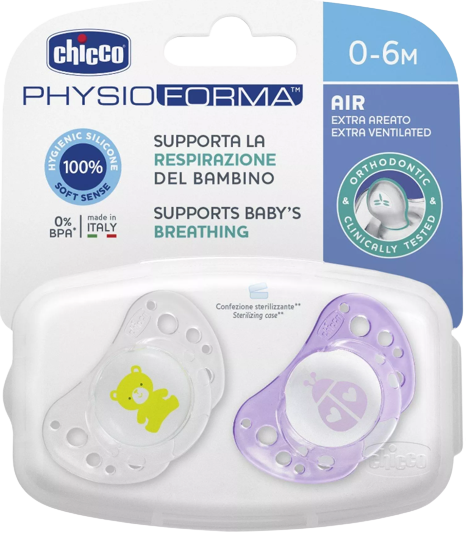 Chicco Chupeta Air 0-6 meses x2 - Rosa Sortido