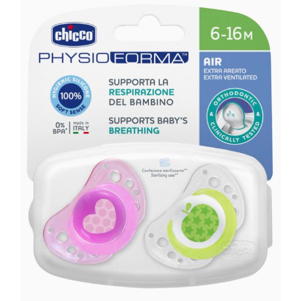 Chicco 2 Chupetas Physio Air Silicone Rosa 6-12M