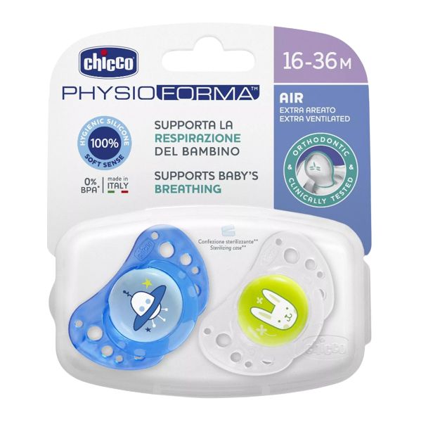 Chicco Chupeta Physio Air Silicone 12M+ 2 Unidades Azul